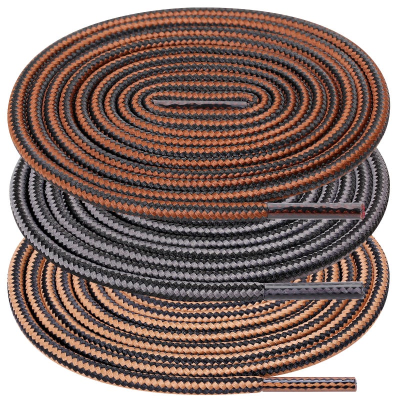 UpUGo 3 Pair Boot Shoe Laces, Round Shoelaces for Athletic Running Hiking Sneakers Shoes Boot - Image 1